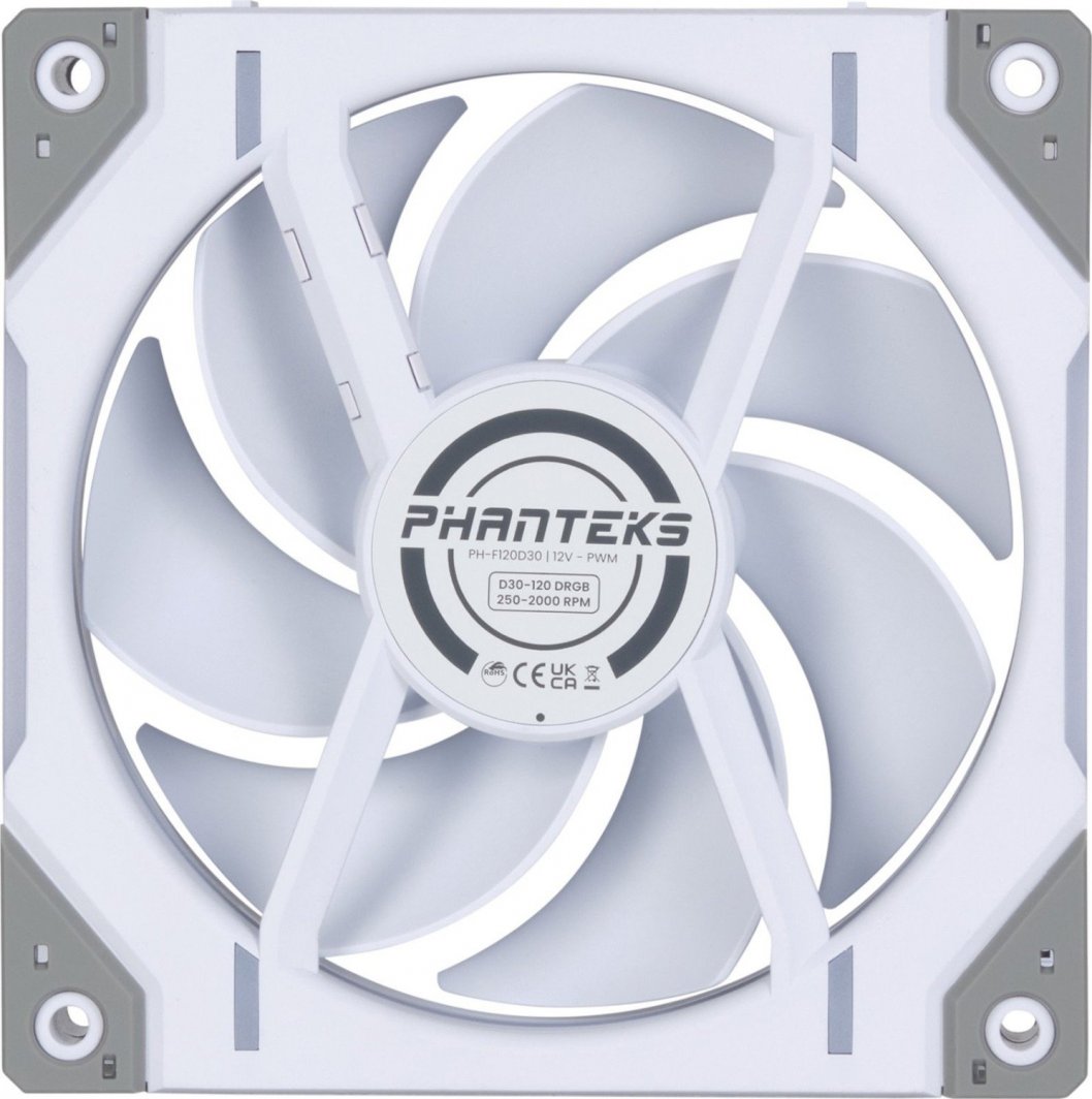 Вентилатори за компјутер Phanteks D30-120 D-RGB, сет 3x120mm, PWM, бели