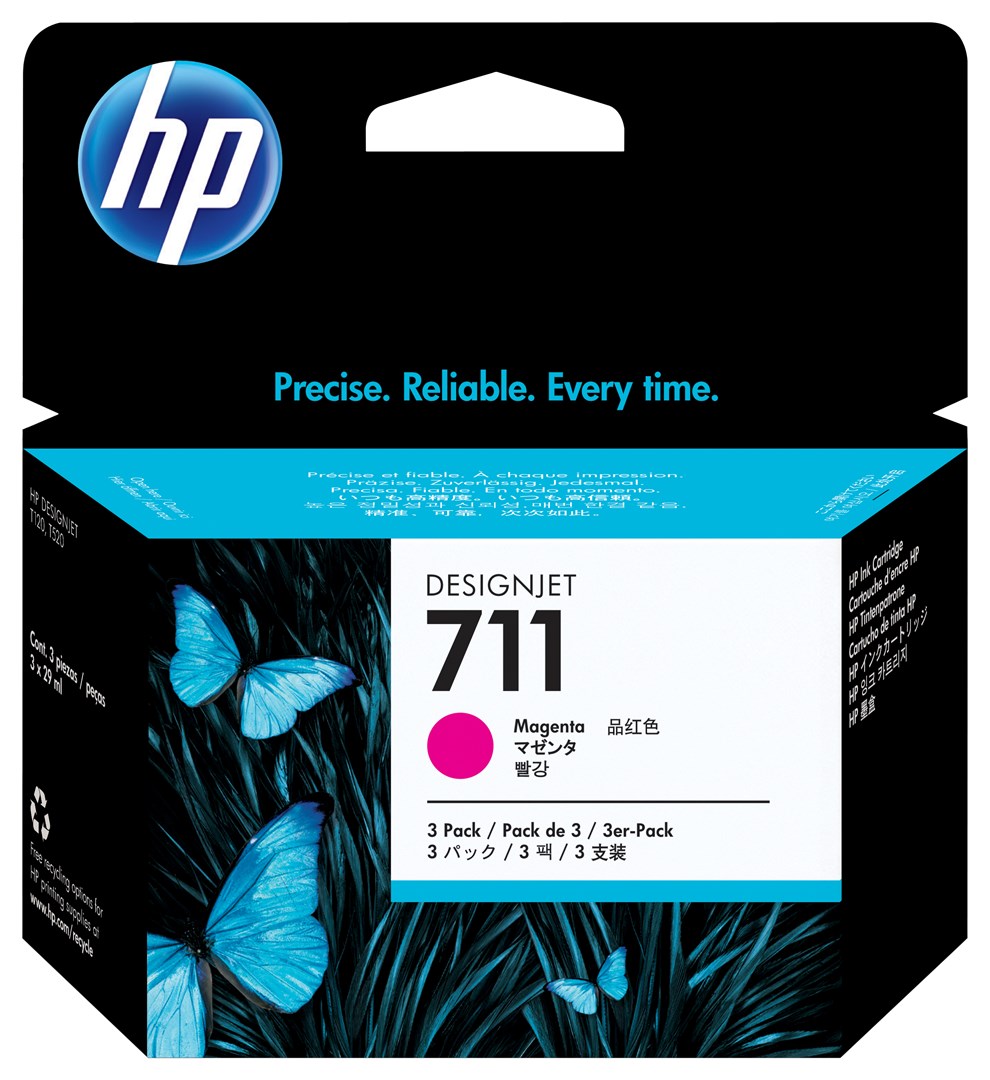 Сет мастило за печатач HP 711 CZ135A, 3x29 ml, магента