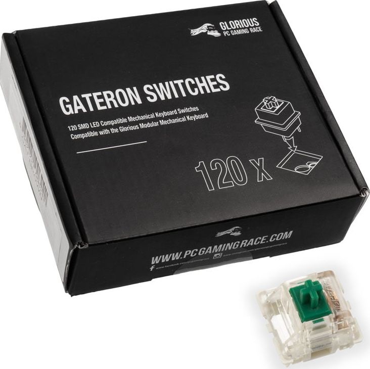 Set switche mekanike Glorious Gateron Green, 120 copë, transparencë, për tastiera mekanike
