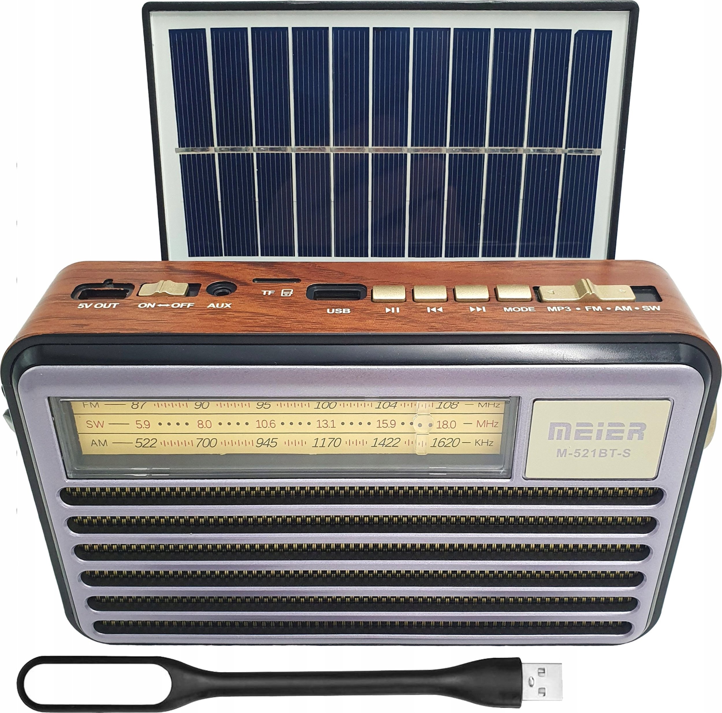 Radio portative LIWA LX521BTS Retro, FM AM SW, Bluetooth USB solar, kafe