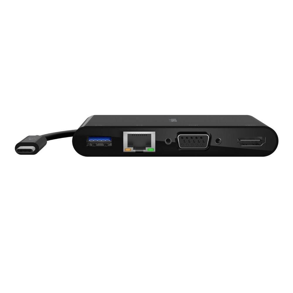 Përshtatës Multimedia USB-C Belkin, HDMI, VGA, USB 3.2, Gigabit Ethernet, i zi