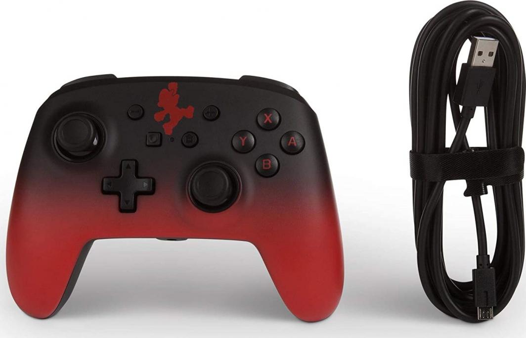 Kontroller PowerA Mario Fade, me kabllo, i kuq