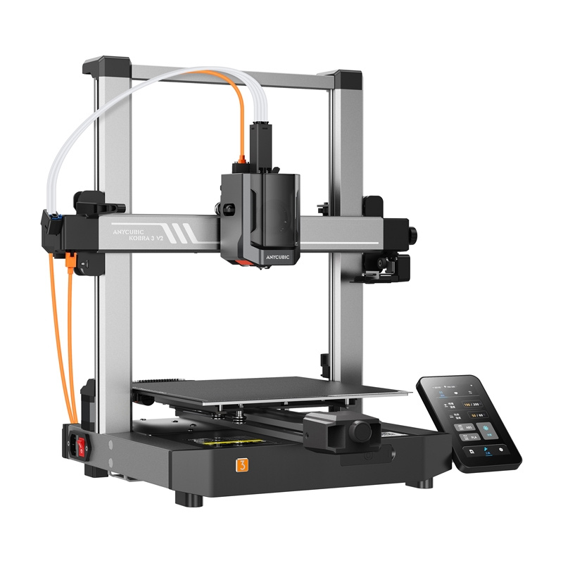 Printer 3D Anycubic Kobra 3 V2, multikolor, me kasetë filamenti, gri i errët