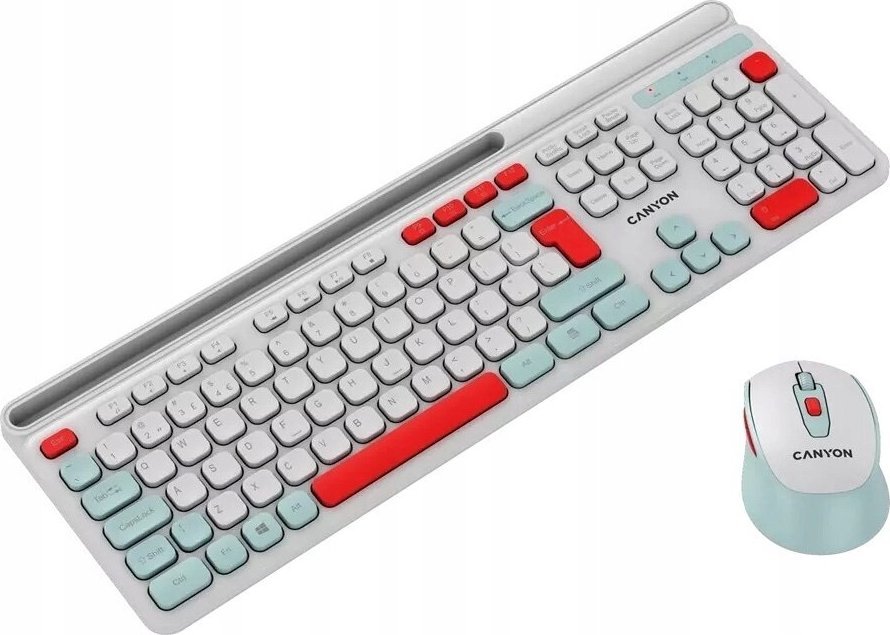 Set tastierë dhe mi CANYON HSET-W5, wireless 2.4 GHz, 105 taste, i bardhë