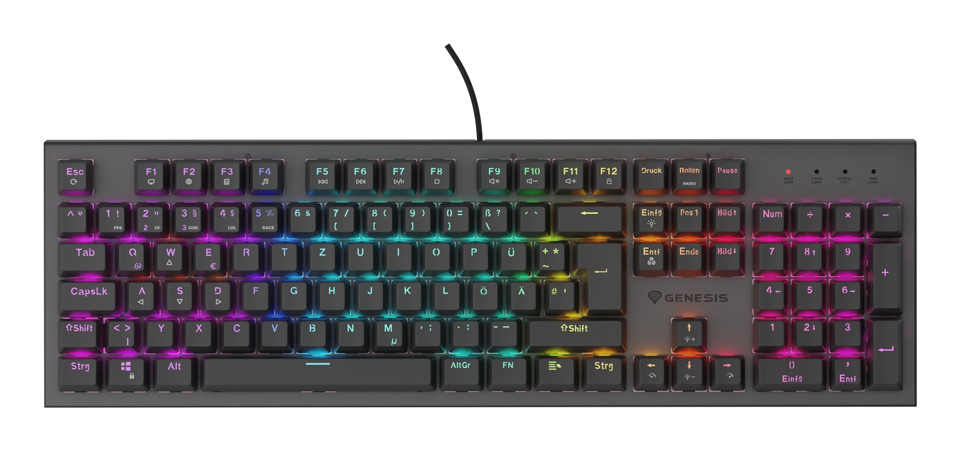Tastierë GENESIS Thor 303, QWERTZ, RGB, e zezë