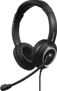 Kufje me mikrofon Sandberg USB C Chat Headset, lidhje USB C, kontroll volumi në kabllo, të zeza