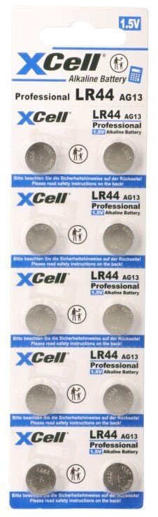 Bateri buton XCell LR44, 1.5V, set 10 copë, alkaline mangan