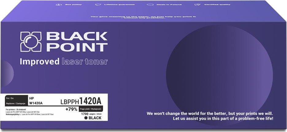 Toner Black Point HP 142A W1420A, zëvendësues, 1700 faqe, i zi