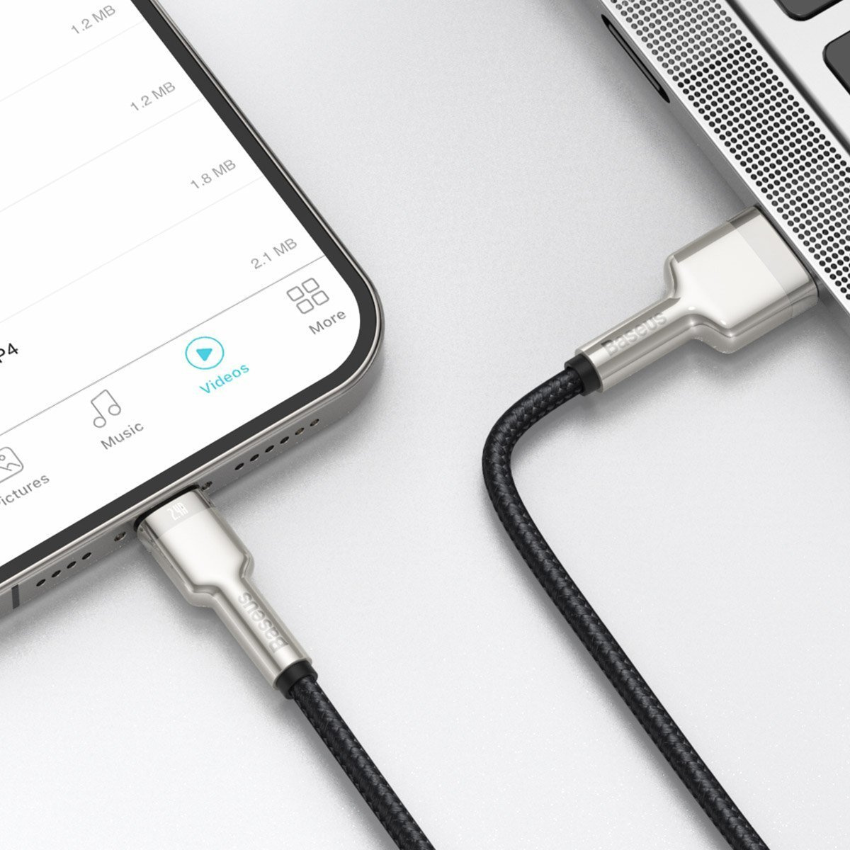 Kabllo karikimi Baseus Cafule Metal, USB në Lightning, 1m, 2.4A, i zi