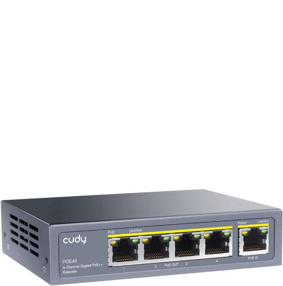 Zgjatues PoE Cudy 4 Channel, Gigabit, 4 porta PoE++, metalik