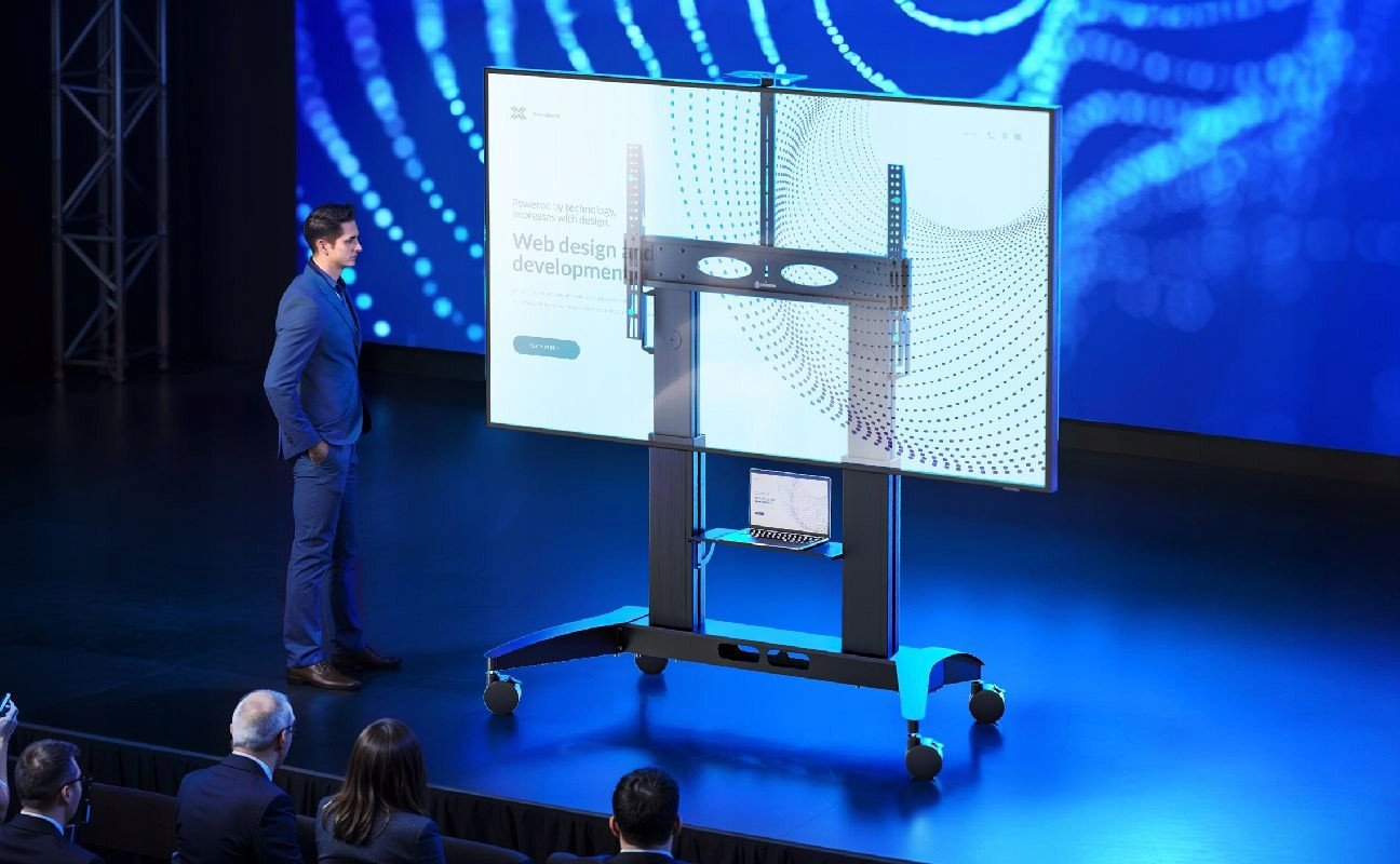Stendë televizioni mobile ONKRON TS2821, 70-110", metalike, me rrota, e zezë