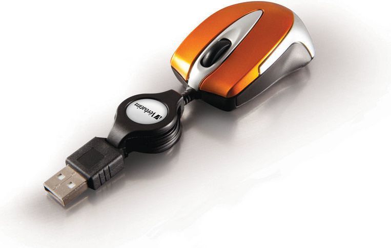 Maus Verbatim GO, me kabllo, USB, i bardhë dhe portokalli