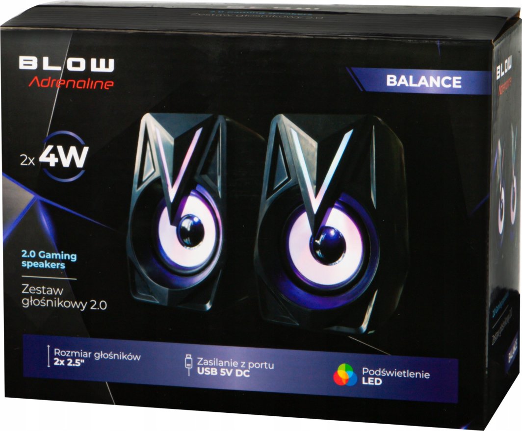Altoparlantë kompjuteri Blow Computer Speakers 2.0 Balance, USB, LED RGB, të zinj