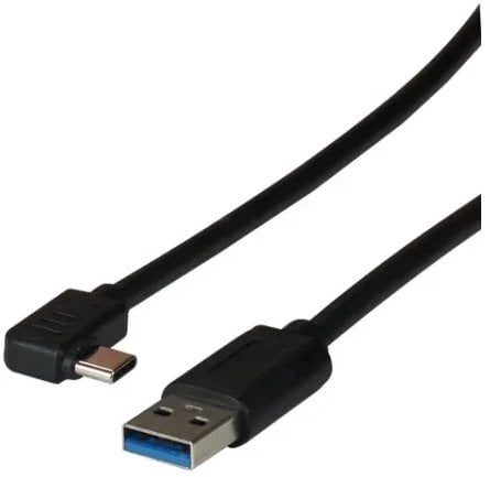 Kabllo USB 3.2 Gen1 Delock, Type A në Type C 90°, 3m, 5 Gbit/s, e zezë