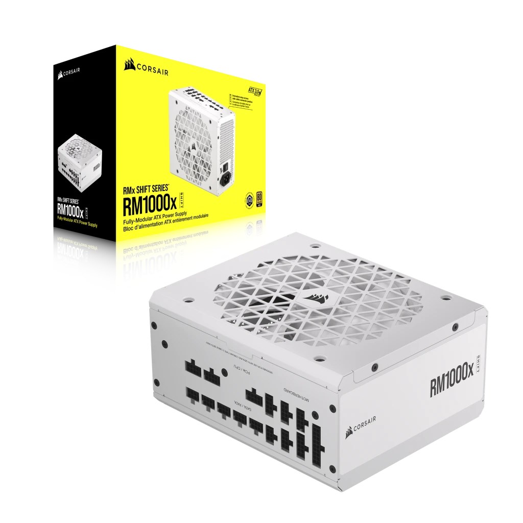 Furnizues energjie Corsair RM1000x Shift, 1000W, ATX, plotësisht modular, i bardhë