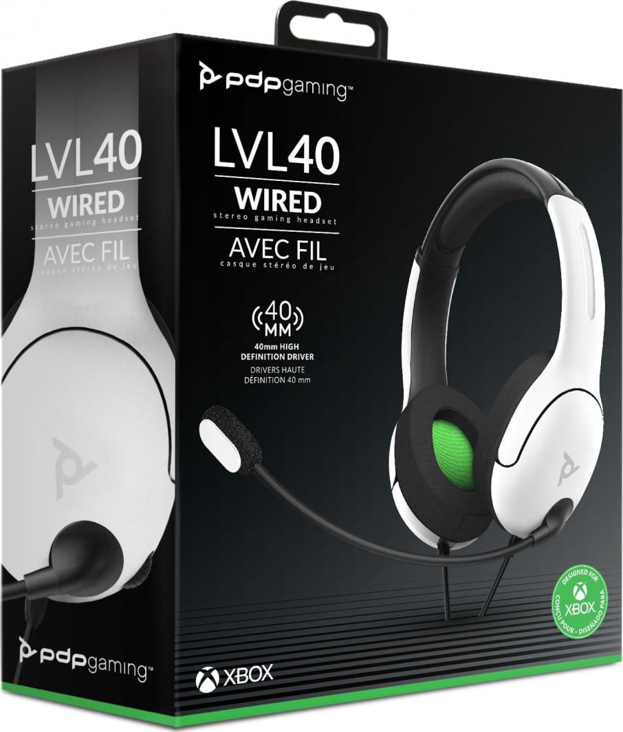 Kufje gaming PDP LVL40, me tel, për Xbox, të bardha