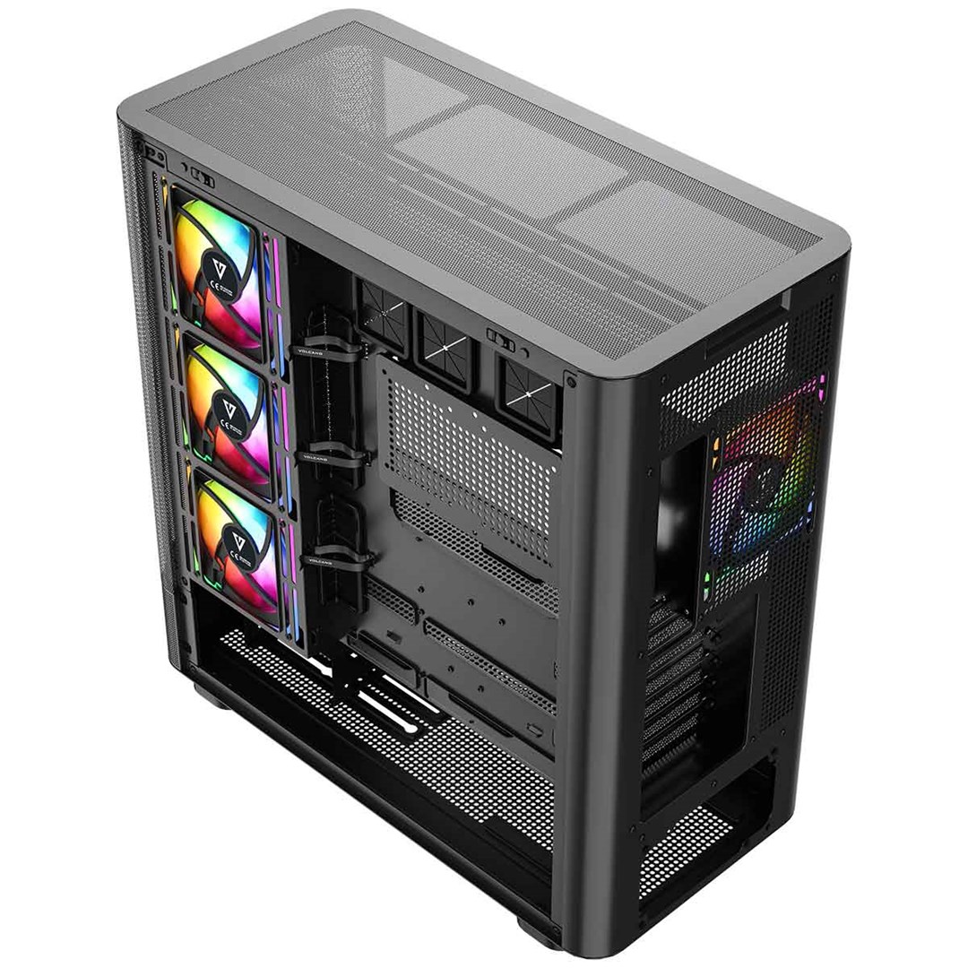 Kasi gaming Modecom Volcano AQ500 ARGB, MIDI tower, ekran LCD, i zi