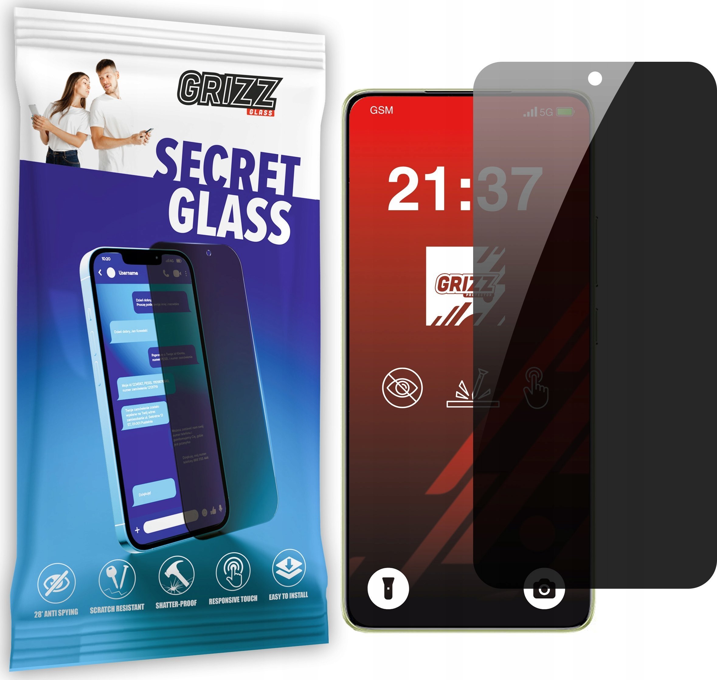 Mbrojtës ekrani GrizzGlass Matte SecretGlass Xiaomi 14T, xham me privatësi, rezistent ndaj gërvishtjeve
