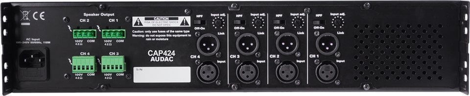 Përforcues audio Audac CAP424, 4x240W, 100V, i zi