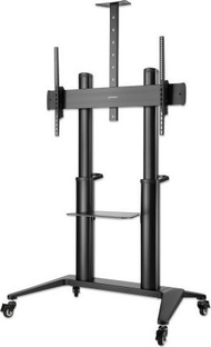 Stendë lëvizëse Manhattan Trolley Mount, për TV dhe monitorë 70"–120", alumini, e zezë