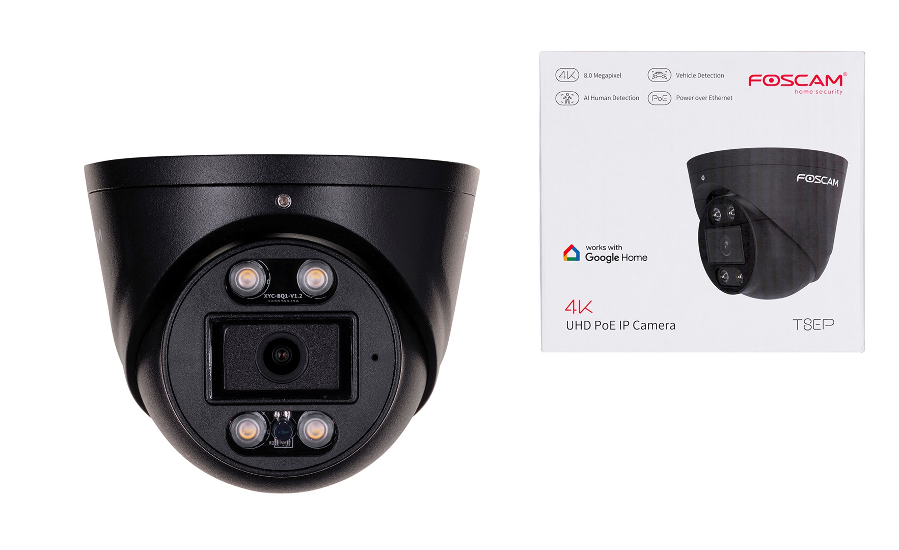 Kamerë sigurie Foscam T8EP, 8 MP, 3840 x 2160, me mikrofon të integruar, me detektim të lëvizjes, e zezë