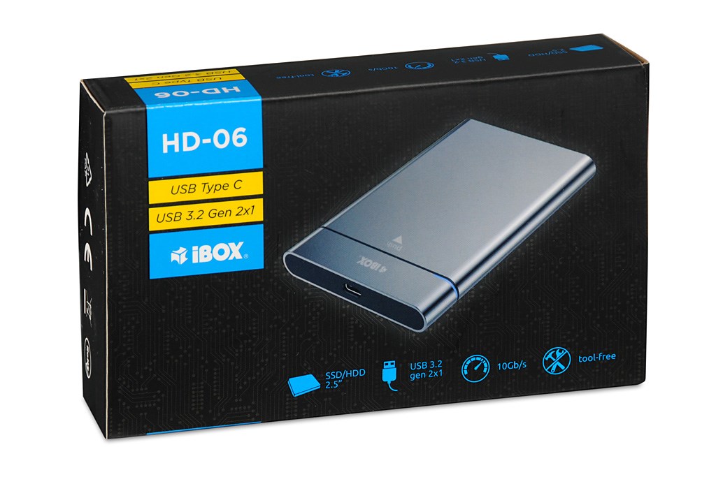 Kuti eksternale SSD iBOX HD-06, 2.5", USB 3.2 Gen 2, gri
