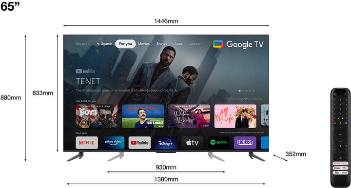 Televizor TCL 65C645, 65" (164cm), 4K UHD, titan