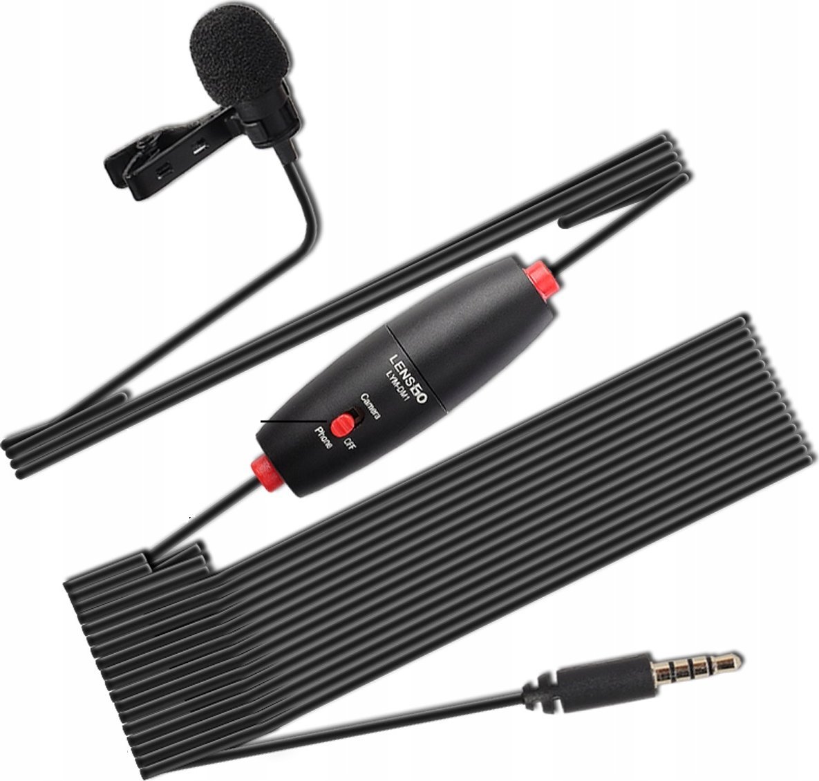 Mikrofon lavalier LensGo LYM DM1, omnidireksional 360°, kabllo 6m, mini jack 3.5mm, i zi