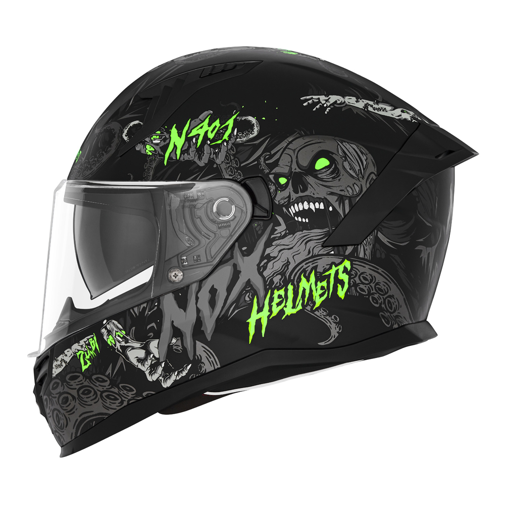 Helmetë integrale moto Nox N401 Zumbi, polikarbonat, sistem ventilimi, shumëngjyrëshe