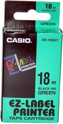 Etiketa Casio, 18 mm. x 8 m, të gjelbra / të zeza