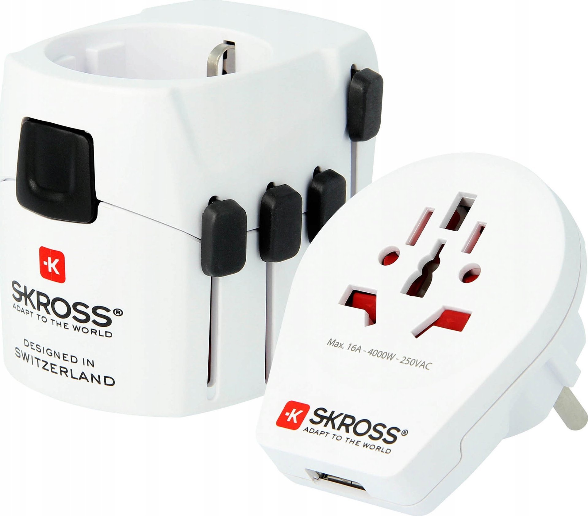Adapter udhëtimi Skross PRO World USB 7A, universal, me dalje USB, i bardhë
