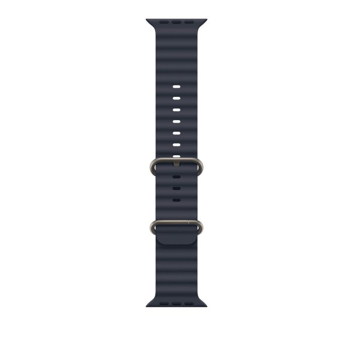 Apple Watch 49mm Band, Navy Ocean Band, Natural Titanium Finish