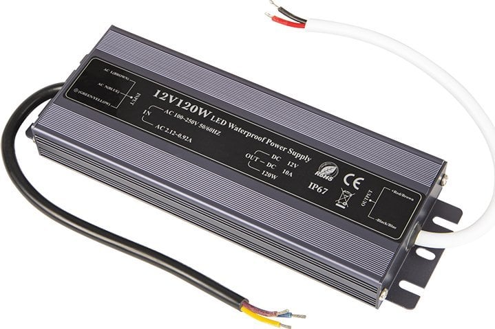 Furnizues energjie për shirit LED, 12V 10A, 120W, IP67, gri