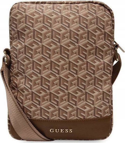 Торба за таблет Guess GCube Stripe 10", синтетичка кожа, кафеава