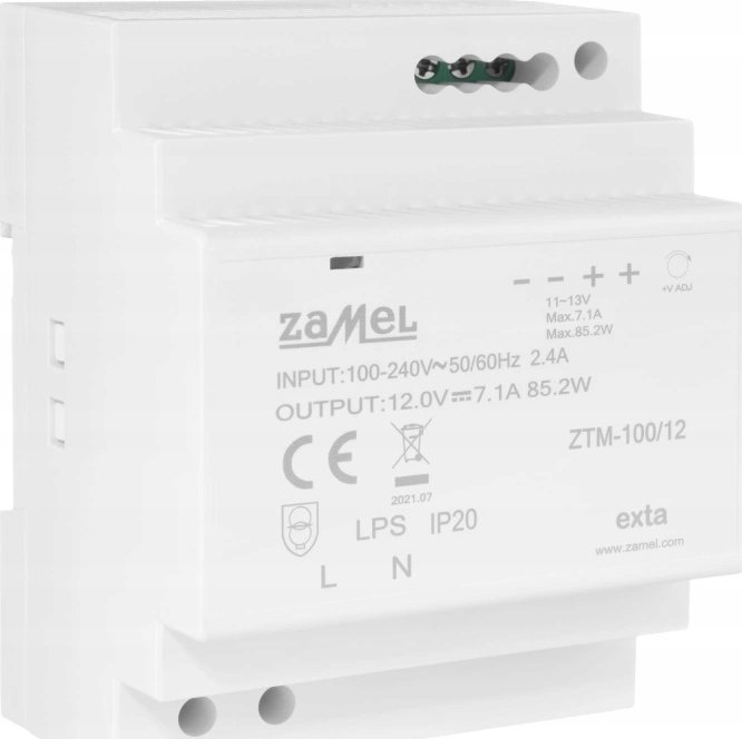 Furnizim elektrik Zamel DR-100-24, 100 W, montim në shinë DIN, gri