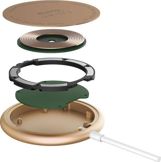 Karikues wireless Crong Inductive Charger CRG-MS15W-GLD, 15W, me magnet, ngjyrë ari