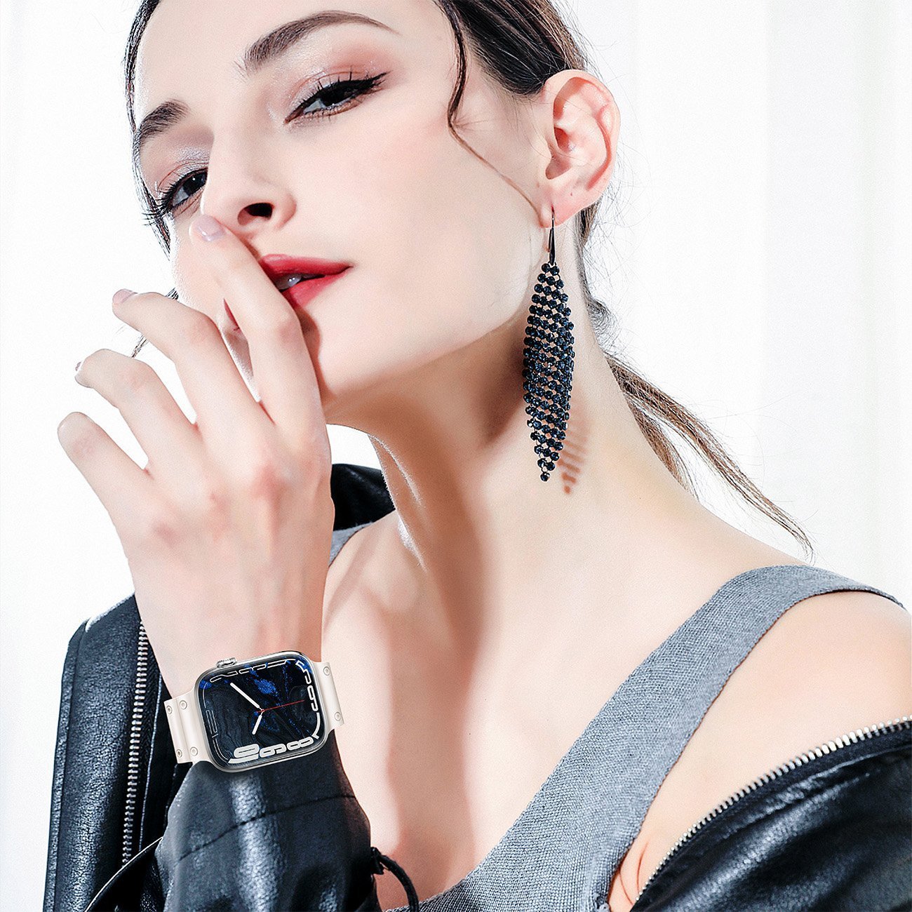 Rrip ore Hurtel Triple Protection për Apple Watch SE 8 7 6 5 4 3 2 1, 41 40 38mm, bezhë