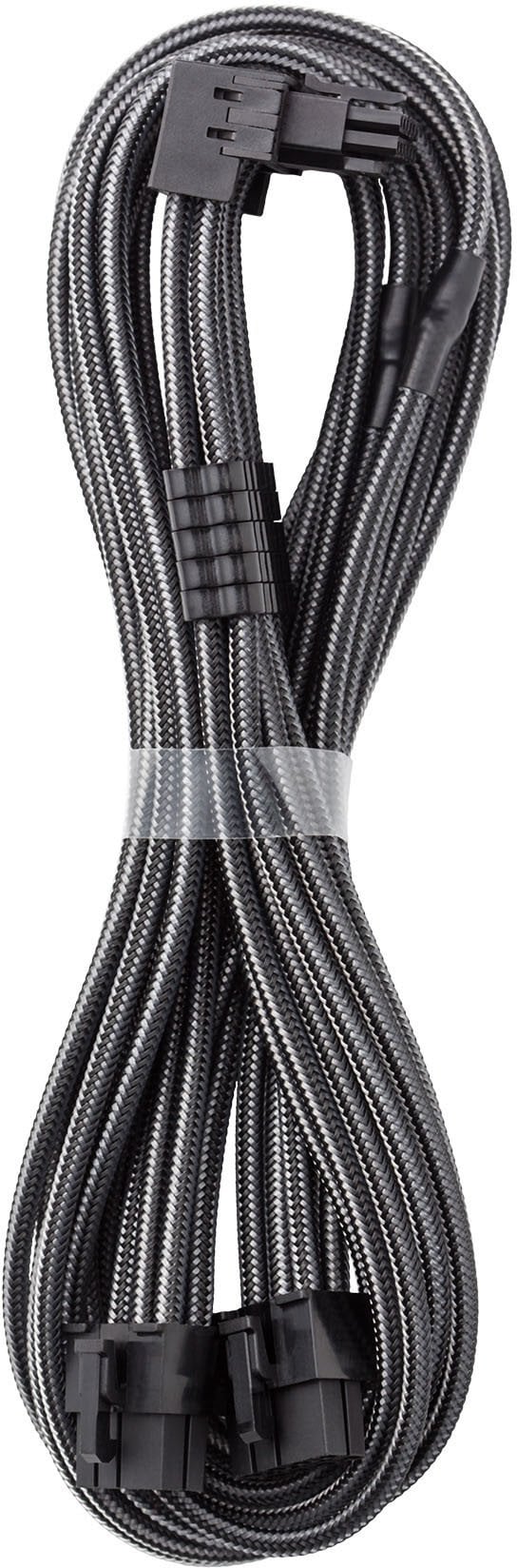 Поврзувачки кабел CableMod C-Series Pro, 16-пински во 2x 8-пински PCIe, 90°, јаглероден
