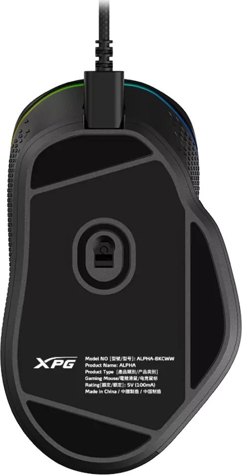 Mouse gaming ADATA XPG Alpha, me kabllo, RGB, i zi