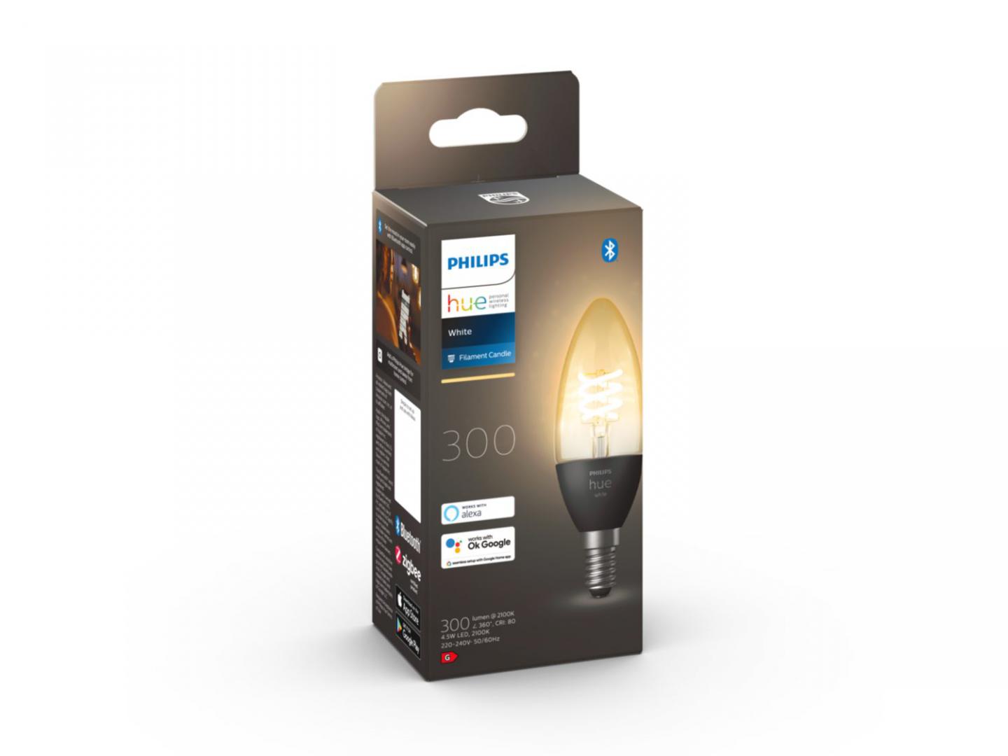 Llambë inteligjente Philips Hue White Filament, LED E14, me Bluetooth, dritë e ngrohtë