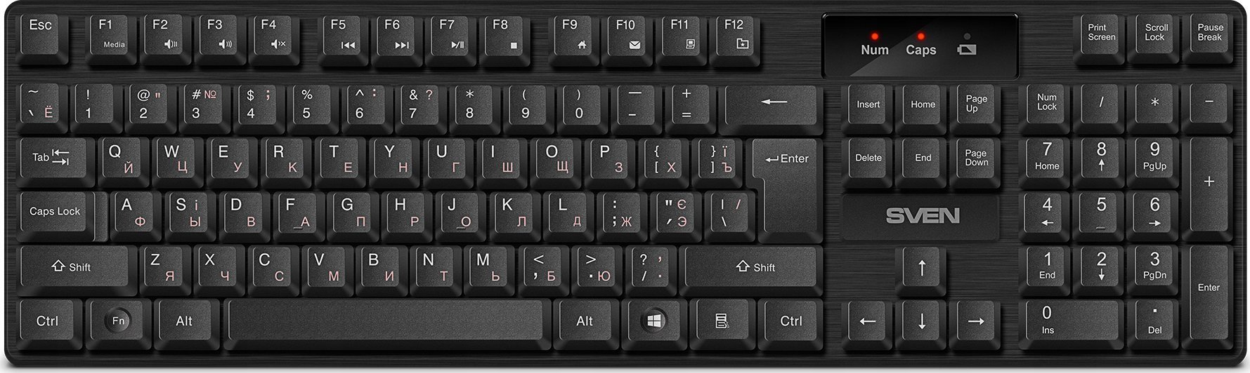 Tastierë wireless SVEN KB-C2300W, 2.4 GHz, 104 taste, e zezë