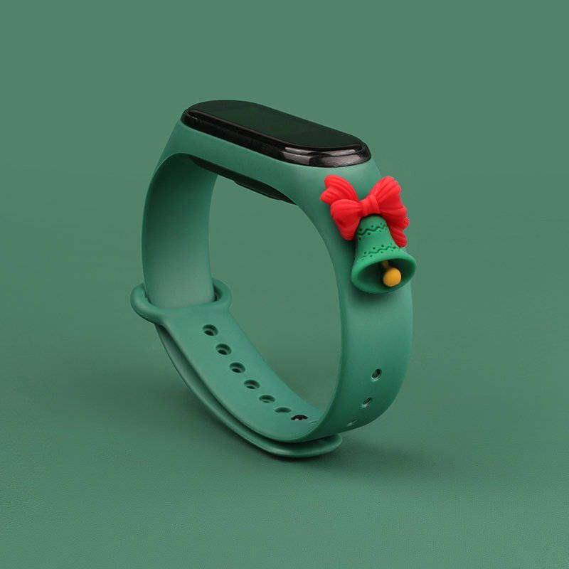 Rrip silikoni Hurtel Xmas për Xiaomi Mi Band 4 3, temë Krishtlindjesh, jeshile e errët
