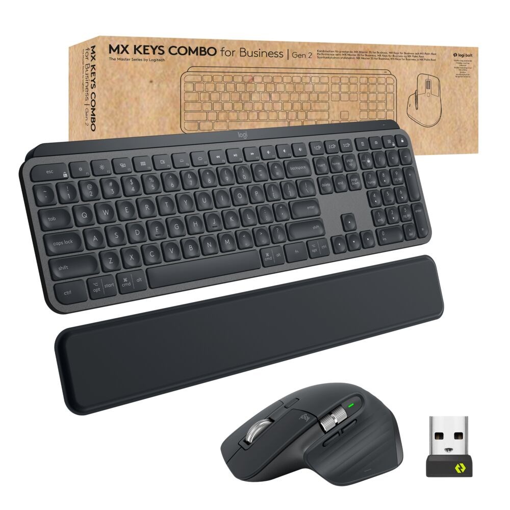 Set tastierë dhe maus Logitech MX Keys Combo për Biznes Gen 2, Logi Bolt, i zi