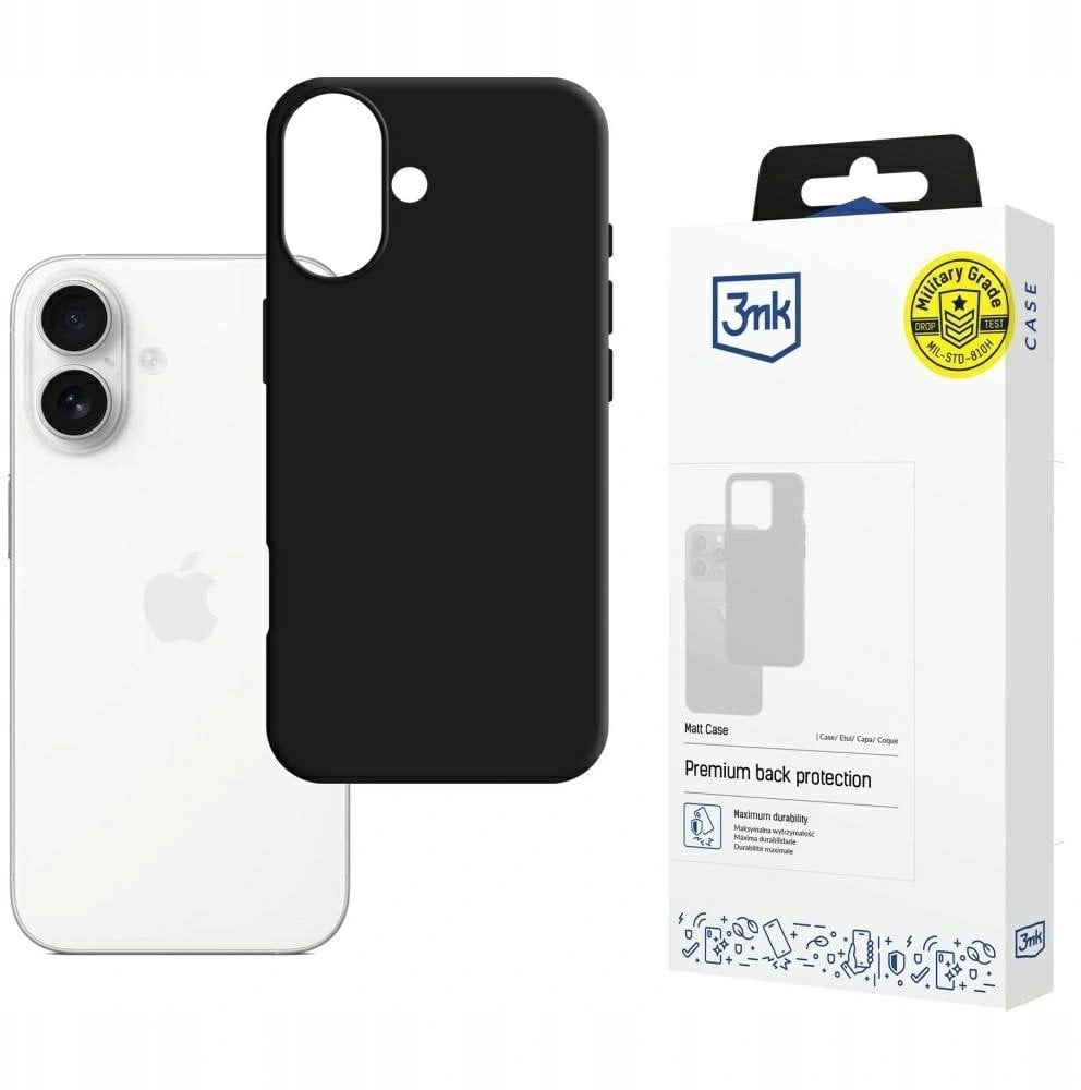 Mbulesë telefoni 3MK Matt Case për Apple iPhone 17, mat, e zezë