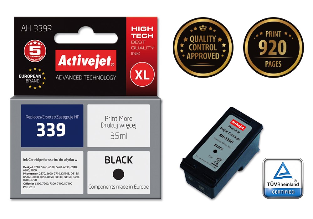 Ngjyrë për printer Activejet AH-339R (zëvendësim për HP 339 C8767EE), 35 ml, e zezë