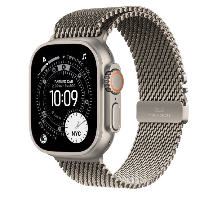 Apple Watch 49mm Loop, Natural Titanium Milanese Loop, Large