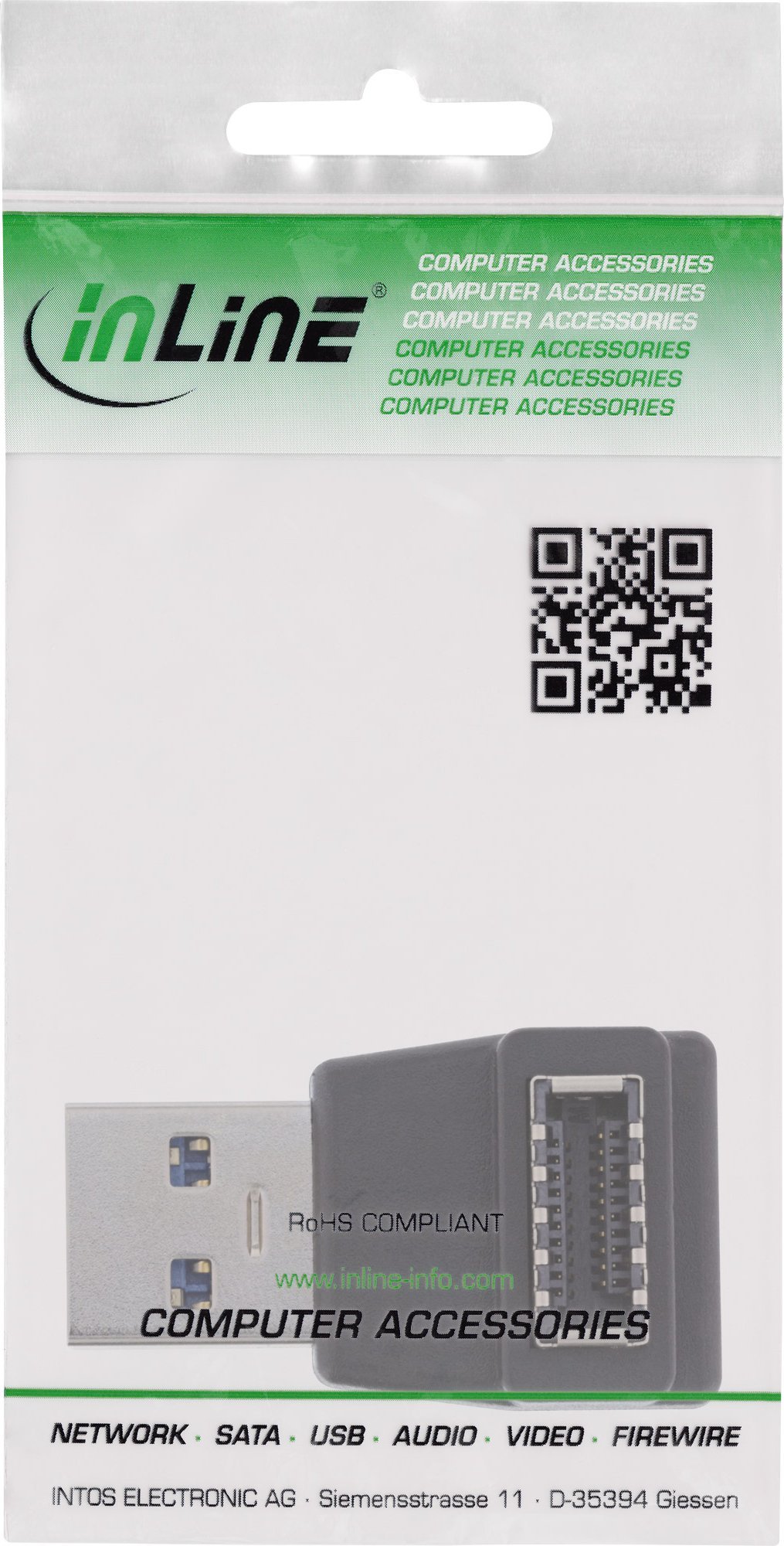 Adapter USB InLine USB 3.2, USB A mashkull në USB E paneli i përparmë