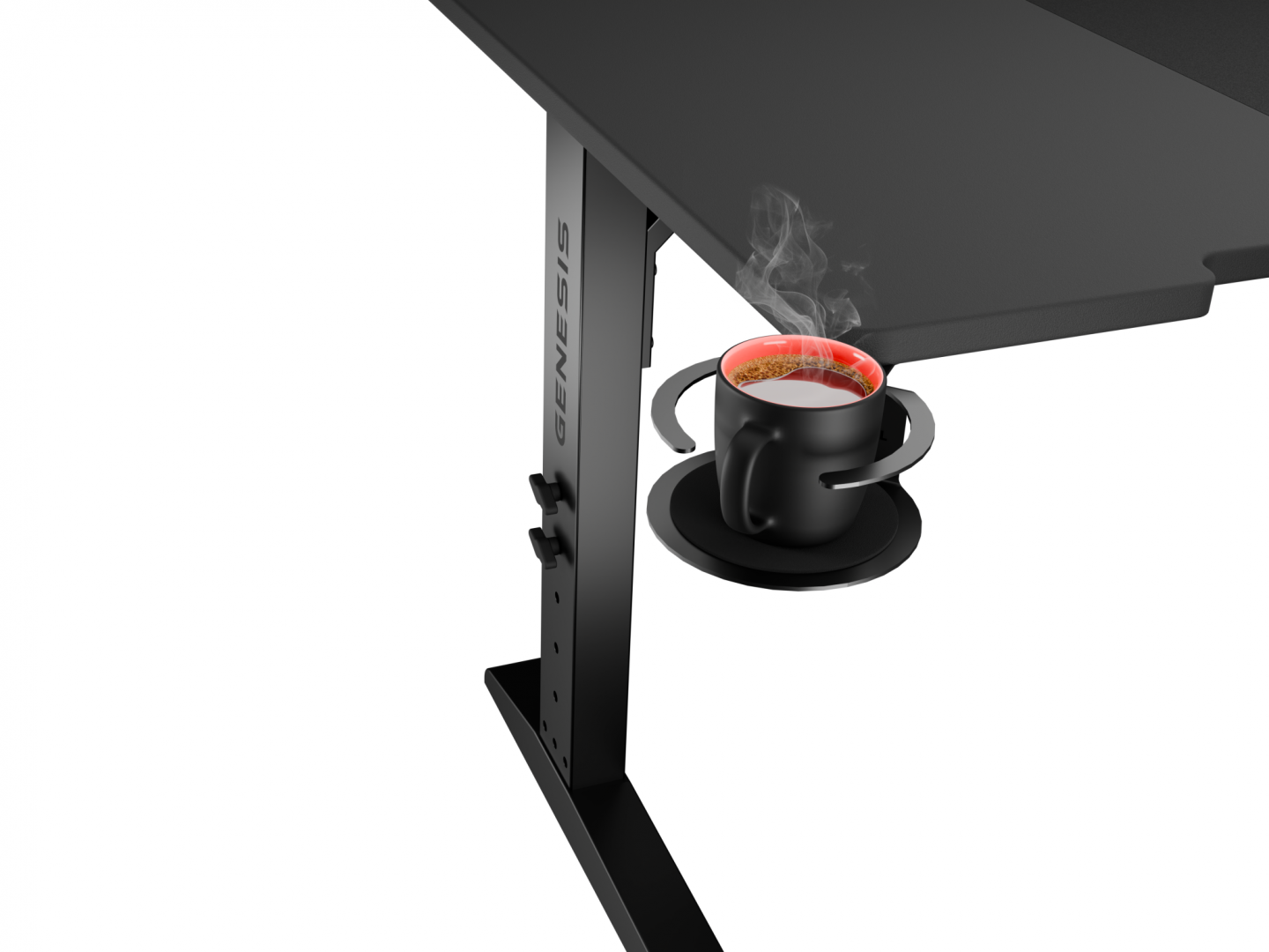 Tavolinë gaming Genesis Holm Modular 160, 160cm, ndriçim RGB, e zezë