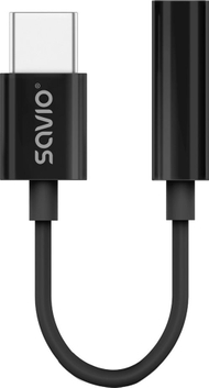 Adapter audio Savio AK-74, USB C në 3.5mm, DAC, i zi