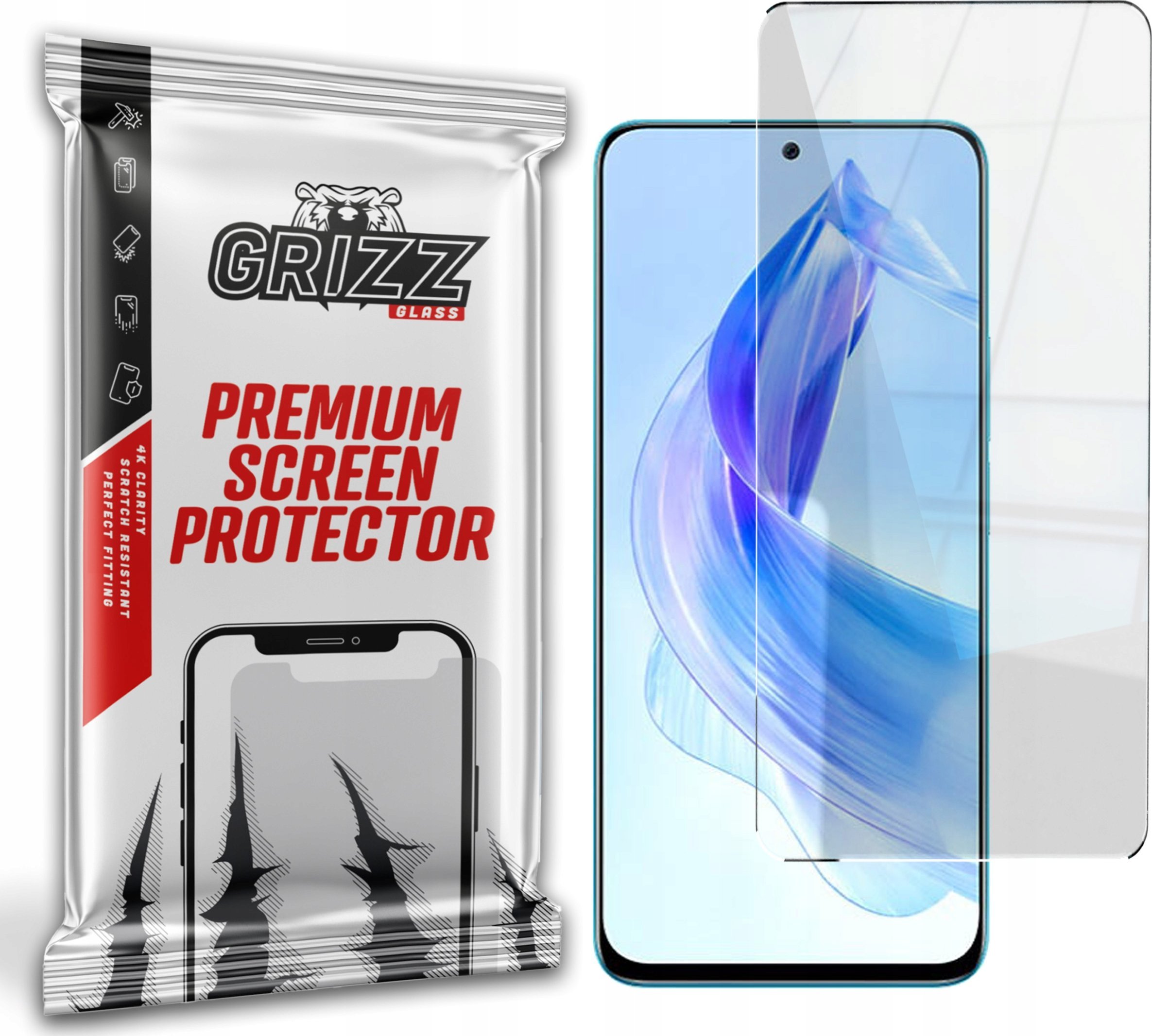 Xham mbrojtës hibrid GrizzGlass HybridGlass për Honor 90 Lite, transparencë e lartë